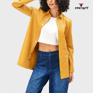 Chemises en cuir élégantes de haute qualité pour femmes, col montant, style décontracté avec logo avant, disponible en différentes couleurs, meilleur prix - Product Image 6