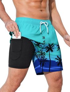 Custom OEM Mens <b>Swim</b> Trunks <b>Swim</b> <b>Shorts</b> Quick Dry Beach <b>Shorts</b> <b>with</b> Compression <b>Liner</b> and Pocket Whole Sale - Product Image 2