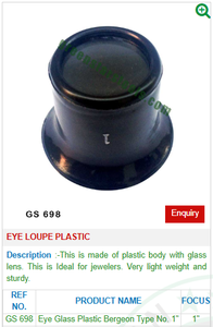 GS 698, lupa de ojo, herramienta de joyería de acero para joyería, lupa de ojo de plástico - Product Image 2