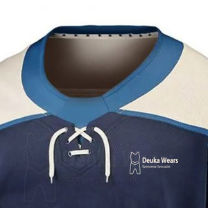Vêtements de sport personnalisés OEM Maillots de hockey sur glace sublimés 100% Polyester Tackle Twill Blank Pattern Custom Design Logo Integration - Product Image 4