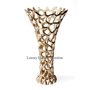 Strips Round Shape Home Decor Vase Golden Color Tabletop and Floor Decorative <b>Artificial</b> or Original <b>Flower</b> Pots <b>Large</b> Shape - Product Image 4