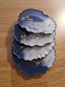 Round resin coaster handmade design for tea cups preventing stains <b>scratches</b> elegant home table decor gift - Product Image 4