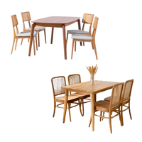 Ensemble table et chaises de salle à manger en chêne massif, design japonais moderne, réglable, convertible, couleur personnalisable, grande taille, provenant d'Indonésie