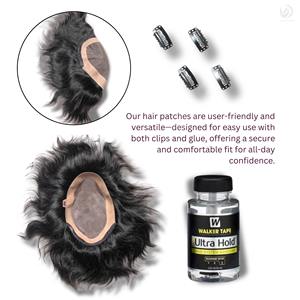 Perruques de cheveux indiens Remy Apollo Premium pour hommes avec bordure en monofilament PU Technique Toupee Hair Patch - Product Image 4