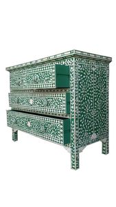 Meuble en os incrusté contrastant, design moderne, véritable os, armoire avec 7 tiroirs pour le salon, armoire en os incrusté par gm Impex - Product Image 4