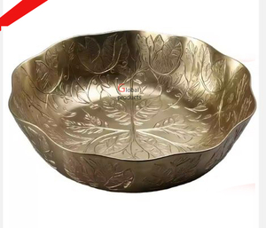 unique design round shape <b>golden</b> finished metal aluminum food serving bowl for hotel restaurant and <b>bar</b> - Product Image 5