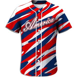 Vente en gros de haute qualité Maillot de baseball Sports personnalisés Nom de l'équipe Numéro manches courtes Sublimation Softball Jersey Maillot de baseball - Product Image 1