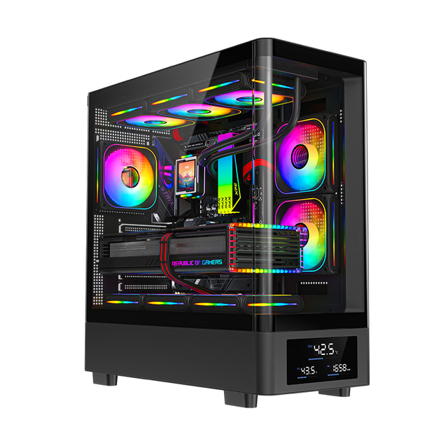 OEM Cabinet Gaming Pc Atx Matx Pc Case With Temp Display Gaming Computer Case with Tempered Glass for Computer Cases & Towers