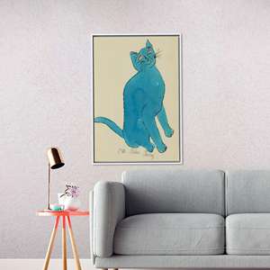 Impression sur toile Andy Warhol Cat : cadeau unique et personnalisé pour demoiselle d'honneur, encadré blanc - Product Image 1