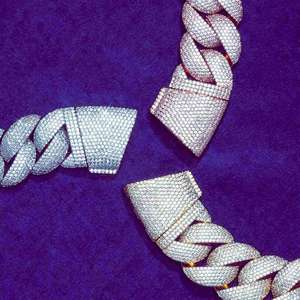 Cadena de Hombre Estilo Hip Hop, Completamente Cubierta de Diamantes VVS, con Plata de Ley 925 Chapada en Oro, Corte Brillante Redondo, Pasa el Test de Diamantes - Product Image 3