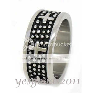 Bague de motard vintage en acier inoxydable argenté avec croix, tailles 8-12 SR78, boutons de manchette et pinces à cravate tendance - Product Image 3