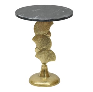 Table basse ronde en aluminium de haute qualité avec base en métal fini or et table d'appoint moderne en marbre - Product Image 3
