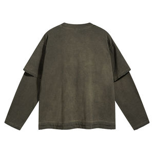 Prince Industry Camiseta personalizada para hombre Camiseta de manga larga desgastada de doble capa Sun Faded 100% Camiseta de manga larga de pana de algodón - Product Image 6