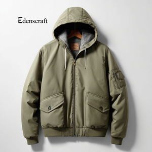 Veste à capuche pour homme 100% coton, légère, chaude, durable, respirante, vêtement d'extérieur d'hiver, écologique, coupe décontractée, streetwear - Product Image 5