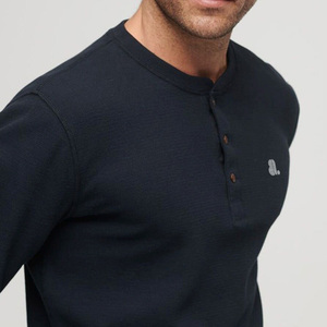 2026 <b>Men</b> Casual <b>Long</b> <b>Sleeve</b> <b>Henley</b> T Shirt Blank Custom Logo Front Plus Size Breathable Slim Fit Cotton Bamboo Fiber - Product Image 6