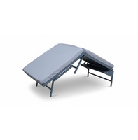 Cadre de lit pliable portable en acier durable avec matelas imperméable en mousse FR et revêtement en cuir PU, design moderne, finition électrostatique en poudre