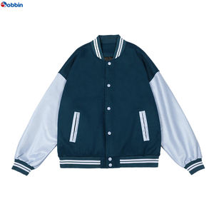 แจ็คเก็ตวาร์ซิตี้ผู้ชายสุดฮิต ขายดี 100% โพลีเอสเตอร์ ปักอักษรแบบเบสบอล แขนหนัง ทรงสแตนด์ ไซส์ใหญ่พิเศษ - Product Image 5