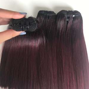 SDD Bone Straight Dark <b>Burgundy</b> Color 100% Vietnamese Human Hair Extensions Human Hair Wig - Product Image 5