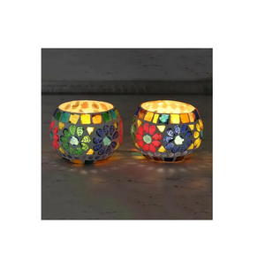 Porte-bougie en T en mosaïque de verre craquelé de meilleure qualité, Design de luxe, bon marché, échantillon votif disponible - Product Image 3