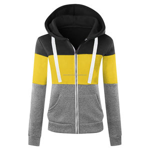 Fashion Autumn Winter Women Short Sleeve Color Contrast <b>Patchwork</b> Zipper Hooded Pocket Sport 3D Embroidery Hoodies <b>Top</b> Outerwear - Product Image 3