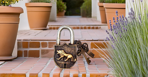 Serrure de porte en laiton gravé tigre vintage antique cadenas rétro avec 2 clés pour la décoration intérieure classique - Product Image 3