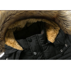 Veste parka d'hiver pour homme avec fermeture éclair personnalisée, taille plus, imperméable, épaisseur standard, col montant, capuche, tissu peigné - Product Image 3