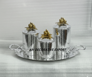 Casserole martelée de style argenté avec détails dorés et argentés, idéale pour les fêtes, les mariages, les célébrations, faite à la main, décorative - Product Image 4