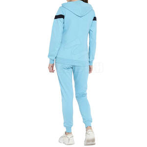 Conjunto de chándal informal para mujer de último diseño, fabricante de Pakistán, Sudadera con capucha de color sólido de poliéster/algodón, cuello levantado - Product Image 4