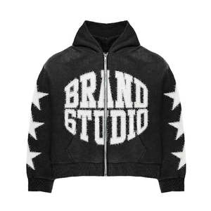 Conjunto Deportivo de Invierno Estilo Urbano con Lavado Ácido, Sudadera con Capucha y Pantalones Deportivos Acampanados con Bordado de Parches Desgastados. - Product Image 1