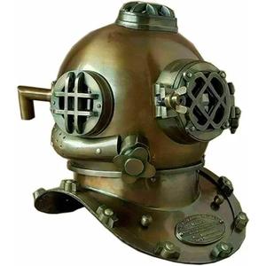 Fournisseur en vrac Casque de plongée sous-marine en métal fini cuivre nautique en laiton avec horloge intégrée de l'exportateur indien - Product Image 6