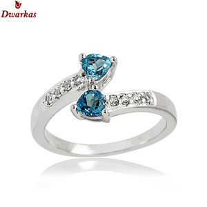 Bagues Hottes en argent sterling 925 avec pierre en topaze bleue en forme de cœur pour femmes, bagues cadeaux de la Saint-Valentin, fabricant en gros - Product Image 6