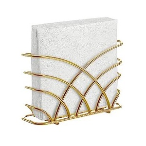 Porte-serviettes en fil de fer avec revêtement en poudre d'or pour fêtes de mariage - Product Image 1