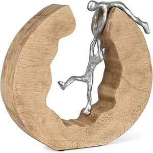 Escultura decorativa de mesa de aluminio negro personalizable estilo náutico pulido con soporte de madera característica ecológica - Product Image 4