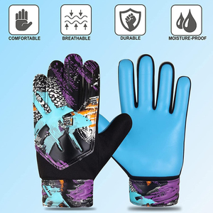 Professional Latex Waterproof Breathable Soccer Goalkeeper <b>Gloves</b> Adjustable Wrist Strap Full Finger Protection <b>Lace</b> Closure - Product Image 2