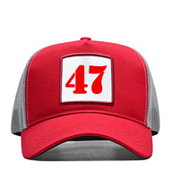 Casquette de baseball rouge personnalisée avec logo brodé numéro 47, casquette en maille réglable avec fermeture snapback, accessoires de mode pour l'extérieur