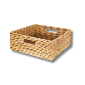 Premium Handcrafted Organizer Wicker RATTAN <b>BASKET</b> / TRAY <b>with</b> <b>Handles</b> From Vietnam for Versatile Use Home Decor - Product Image 1