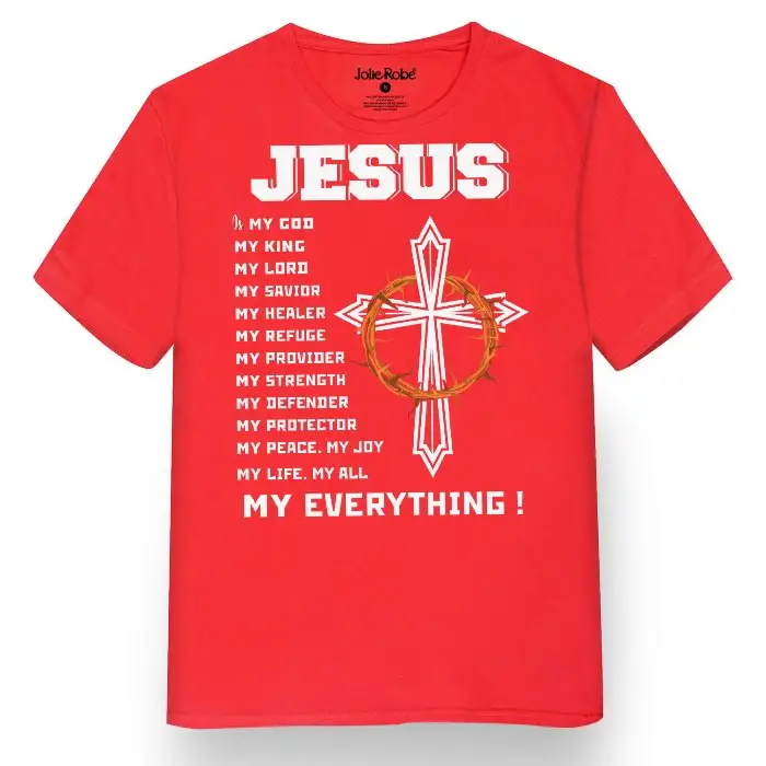 Camiseta com tema de frases de bênção de Jesus em algodão poli 160 personalizada com seu design, entrega rápida, baixo MOQ, preço afiado