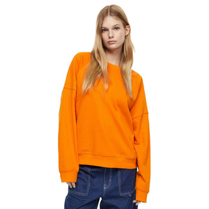 Vente en gros de femmes couleur orange basique 300 GSM pull ras du cou sweat à vendre à des prix raisonnables - Product Image 1