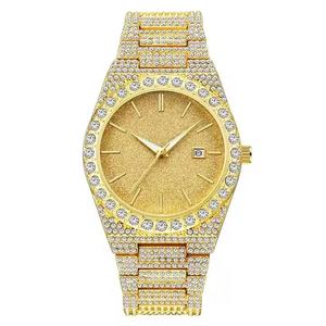 Montre mécanique en acier inoxydable avec verre analogique en moissanite véritable de marque LATEST, couleur D VVS1, luxe, hip-hop, pour homme, résistante à l'eau - Product Image 1