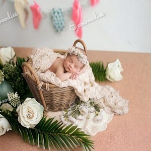 Cesta de dormir de nido de bebé de madera curvada rústica Vintage para accesorios de fotografía recién nacido o decoración de dormitorio - Product Image 4