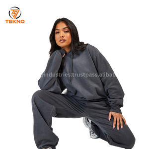 Chándal con capucha de 2 piezas para mujer, ropa deportiva de talla grande para invierno, Conjunto de sudadera transpirable, pantalones de chándal, servicio OEM Unisex - Product Image 3
