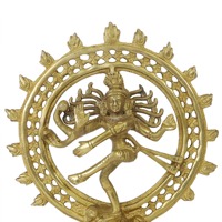 Statue Nataraja Antique Moderne Traditionnelle, Artisanat Premium, Idole de Shiva Dansant en Laiton, pour Temple Domestique, Cérémonie, Plaqué, Cadeau de Mariage