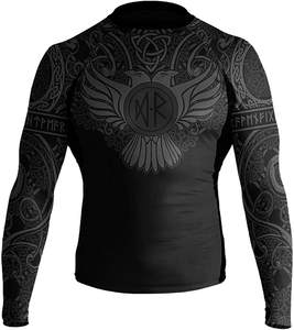 Men's MMA <b>Surfing</b> Custom Printed Rash Guard Embossed Logo Design Sublimation Transfer Printing Long Sleeve Elastic Spandex/Nylon - Product Image 1