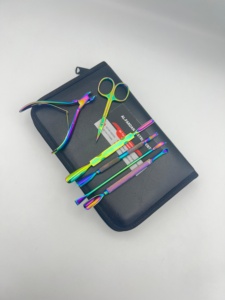 Outils professionnels pour les ongles en acier inoxydable, arc-en-ciel multicolore, logo personnalisé, kit de manucure et pédicure, coupe-ongles, pousse-cuticules, ciseaux - Product Image 5