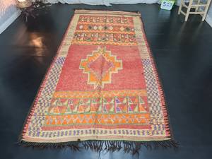 Orange marocain authentique tapis abstrait fait à la main tapis marocain berbère bohème Tapis Marocain tapis pour la décoration intérieure décor d'hôtel - Product Image 3