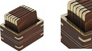 Posavasos de madera Juego de 6 cuadrados para mesa de comedor, tazas de café Latas de cerveza Bar Vasos de agua y posavasos de té para tazas Juego de 6 - Product Image 4