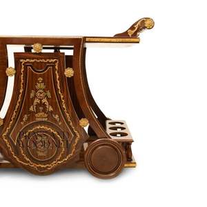 Carrito de Té Clásico de Madera con Incrustaciones de Latón Hechas a Mano, Carrito de Servicio de Lujo - Product Image 4