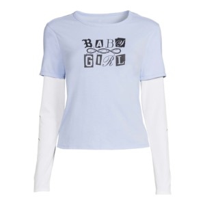 Fashionable Double Layer <b>Women</b> V Neck Long Sleeve Wide Boxy New Style Fit Blank Custom Drop Breathable T-Shirt for Girls - Product Image 4