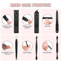 Kit professionnel de manucure et pédicure 9 pièces, ciseaux, coupe-ongles, pousse-gel, dissolvant de vernis, pince à épiler, acier inoxydable J2 A+