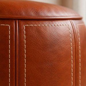 Pouf marocain pliable en cuir, fait main, ottoman moderne, repose-pieds, coussin rond pour salon, décoration intérieure - Product Image 4